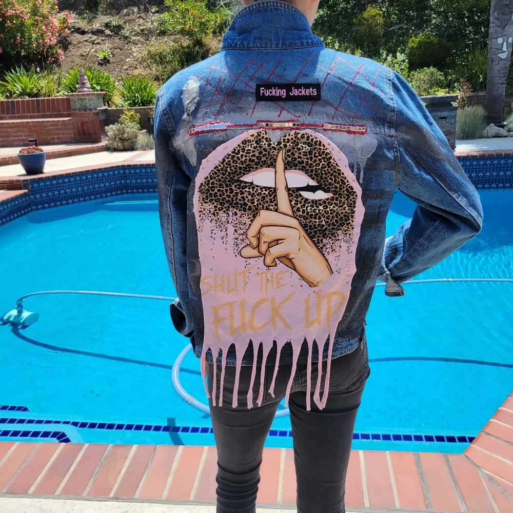 Exclusive Custom "F****** Jackets" One-of-a-Kind Denim Jacket - Size S